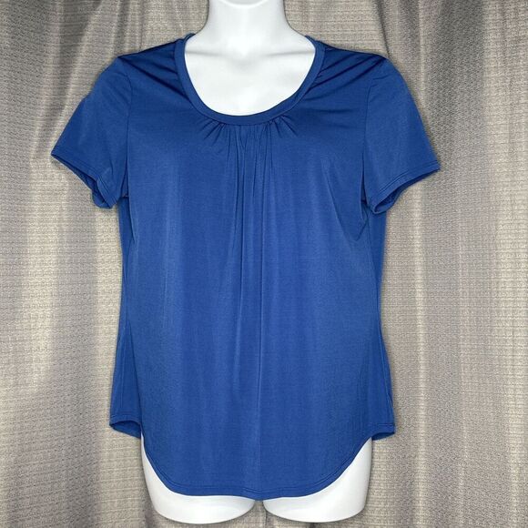 New Mix Womens Blouse Top Short Sleeve Blue Size 2XL - Picture 1 of 7
